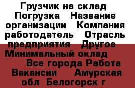 Грузчик на склад. Погрузка › Название организации ­ Компания-работодатель › Отрасль предприятия ­ Другое › Минимальный оклад ­ 20 000 - Все города Работа » Вакансии   . Амурская обл.,Белогорск г.